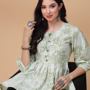 Floral Printed Pure Cotton Peplum Top