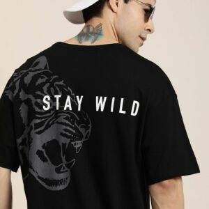 Pure Cotton Graphic Printed Drop-Shoulder Sleeves T-shirt