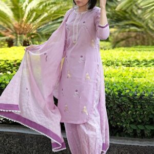 Animal Printed Straight Kurta With Salwar & Dupatta