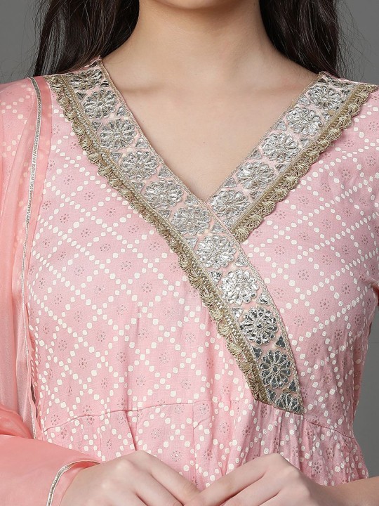 Women Printed Woven Design Anarkali Dress - Image 2