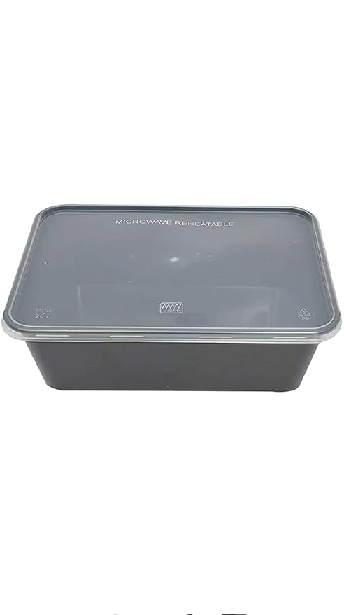 Tia Crafts Black container with lead for Food storage microwave safe, kitchen storage, Reusable plastic containers for food delivery, Fridge storage container (1000 ml - Pack of 15) - Image 3