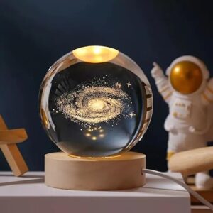 3D Galaxy Crystal Ball Night Lamp,Creative Engraved Crystal Ball Night Light