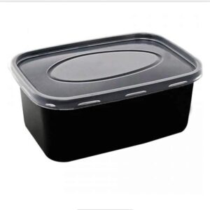 Tia Crafts Black container with lead for Food storage microwave safe, kitchen storage, Reusable plastic containers for food delivery, Fridge storage container (1000 ml - Pack of 15)