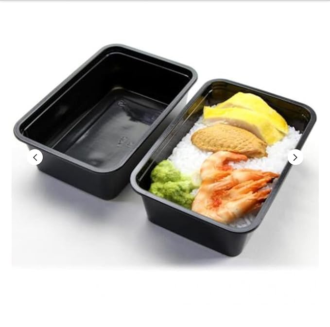 Tia Crafts Black container with lead for Food storage microwave safe, kitchen storage, Reusable plastic containers for food delivery, Fridge storage container (1000 ml - Pack of 15) - Image 2