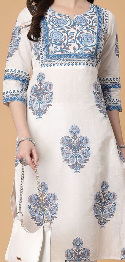 Floral Printed Notch Neck Pure Cotton Straight Kurta - Image 9