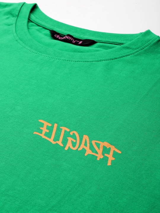 Printed Drop-Shoulder Sleeves Loose Pure Cotton Longline T-shirt - Image 2