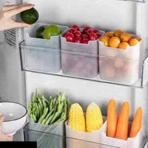 Skylike 6 fridge Storage Boxes Multipurpose Containers for Storage Fridge Storage Containers Refrigerator Side Door Organizer for Fridge kitchen Fruits, Vegetables Storage Containers - Transpar