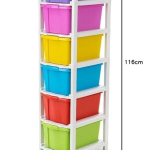 GROZNOL 6 XL Plastic Modular Drawer System for Home, Office, Hospital, Parlor, School, Doctors, Home and Kids, Product Dimension When assembeled (31cmx39cmx116cm) (6XL) (Multi-colour)