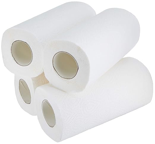 Amazon Brand - Solimo 2 Ply Kitchen Tissue/Towel Paper Roll 240 pulls | 60 pulls X 4 Rolls | soft and highly absorbent | 100% Natural Virgin Cellulose Fiber - Image 2