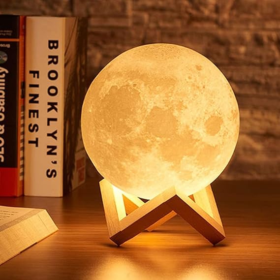 7 Color Changeable 3D Moon Lamp with Stand for Bedroom Lights for Home Indoor