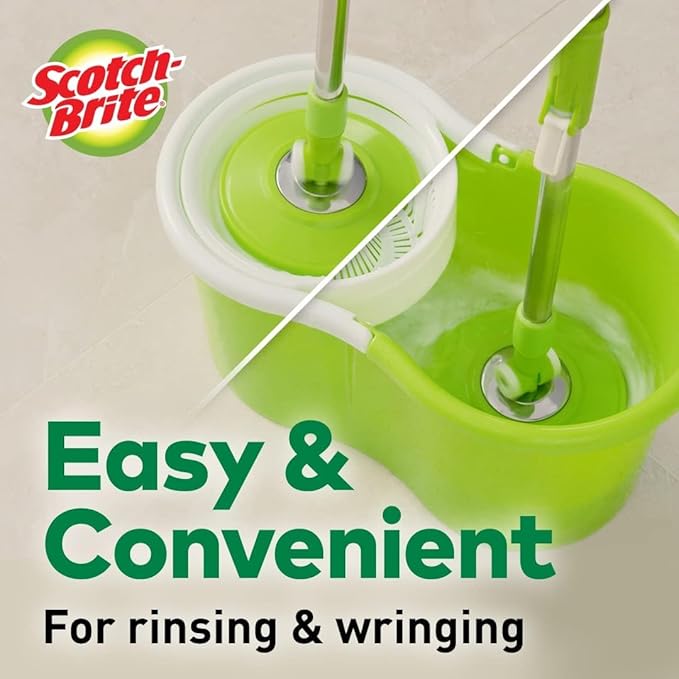 Scotch-Brite 2-in-1 Bucket Spin Mop (Green, 2 Refills), 4 Pcs - Image 5