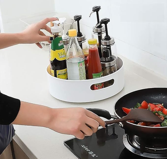 Clazkit Multi-Purpose Kitchen Storage Revolving Tray Cosmetic Organizer Rotating Tray Lazy Susan for Kitchen Cabinet Spice Rack - Image 2