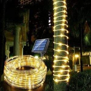Homehop Decorative Solar Light 200Leds Waterproof String Pipe Lamp for Outdoor, Garden, Home Decor, and Tree with 8 Lighting Modes Warm White,800Mah(20 M ABS+PC)