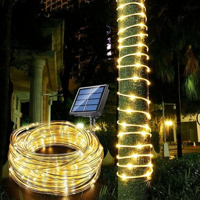 Homehop Decorative Solar Light 200Leds Waterproof String Pipe Lamp for Outdoor, Garden, Home Decor, and Tree with 8 Lighting Modes Warm White,800Mah(20 M ABS+PC)