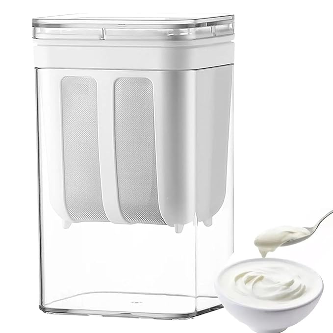Sajani Greek Yogurt Maker Strainer, 1100ml Fine Mesh Curd Strainer with Lid, Multifunctional Yogurt Filter for Home, Homemade Yogurt, Cheese, Thick Greek Yogurt, Soybean Milk, Paneer (Yogurt Strainer)