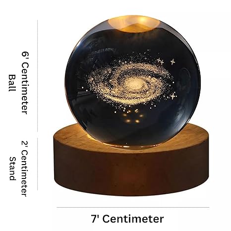 3D Galaxy Crystal Ball Night Lamp,Creative Engraved Crystal Ball Night Light - Image 3