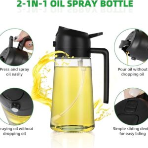 Kettlekane 500ml 2 in 1 Olive Oil Sprayer and Oil Dispenser Bottle for Kitchen, Glass Oil Bottle with Premium Nozzle, Oil Sprayer for Air Fryer, Salad,BBQ,Roasting (Multi Color) (Pack of 1)