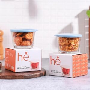 HomeEssentials Glass Containers with Lid - 260ml Leak-Proof Glass Sealed Jar with Lid | Food Grade Ideal for Kitchen, Refrigerator, Storage, Fresh-Keeping, Storage, Milk, Fruit, Coffee (Pack of 2)