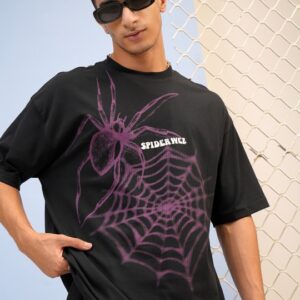 Typography Puff Printed Drop-Shoulder Sleeves Oversized T-shirt