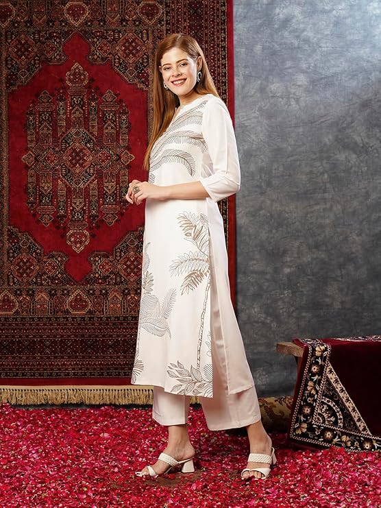 GoSriKi Women's Cotton Blend Straight Printed Kurta with Pant - Image 4