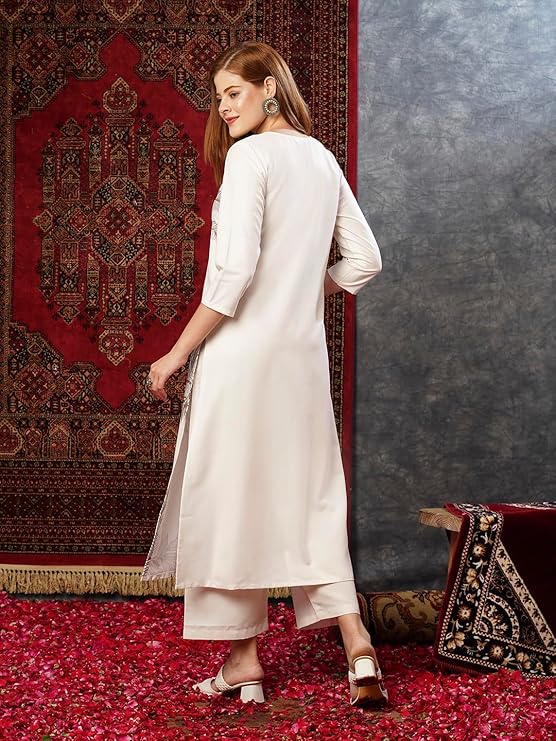 GoSriKi Women's Cotton Blend Straight Printed Kurta with Pant - Image 3