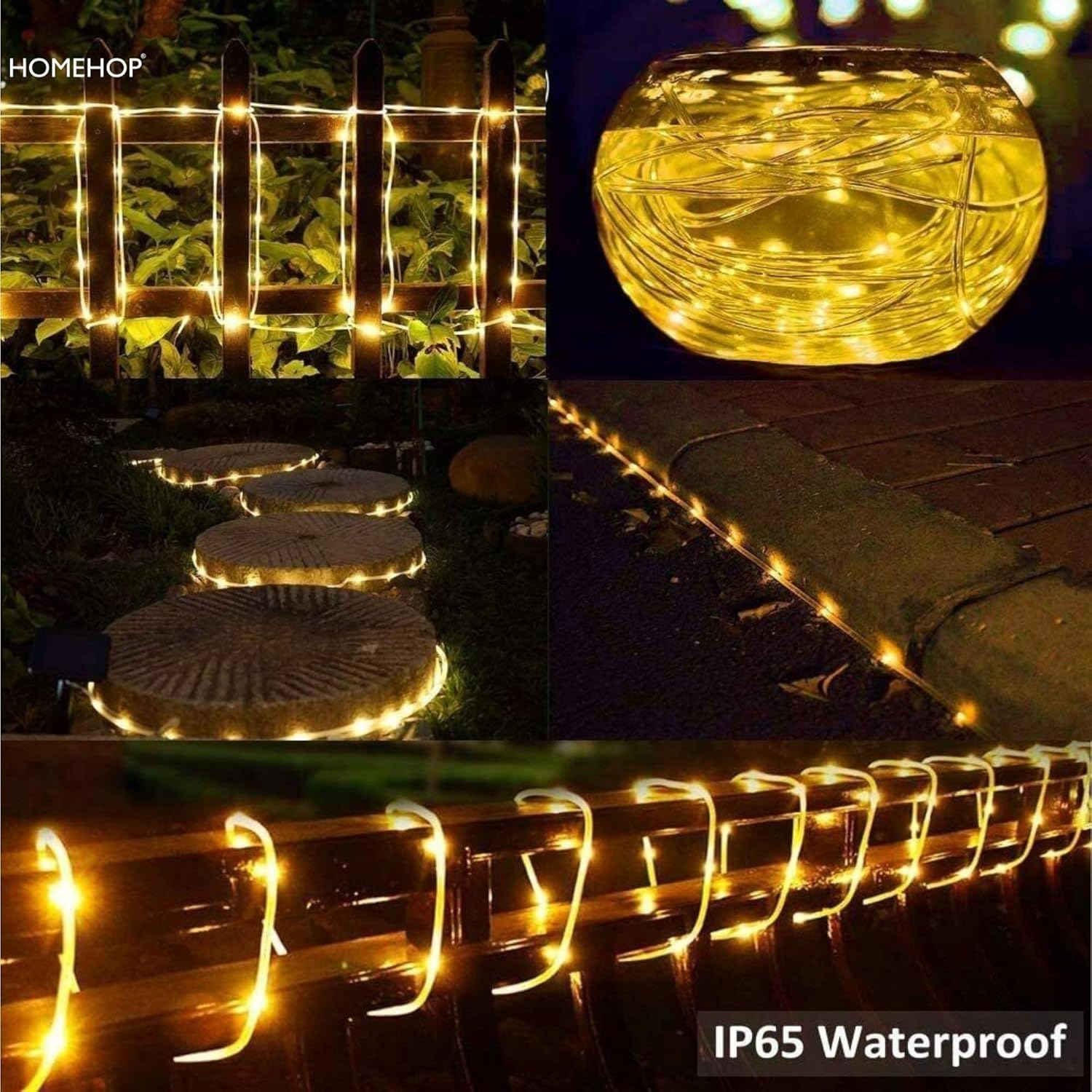 Homehop Decorative Solar Light 200Leds Waterproof String Pipe Lamp for Outdoor, Garden, Home Decor, and Tree with 8 Lighting Modes Warm White,800Mah(20 M ABS+PC) - Image 6