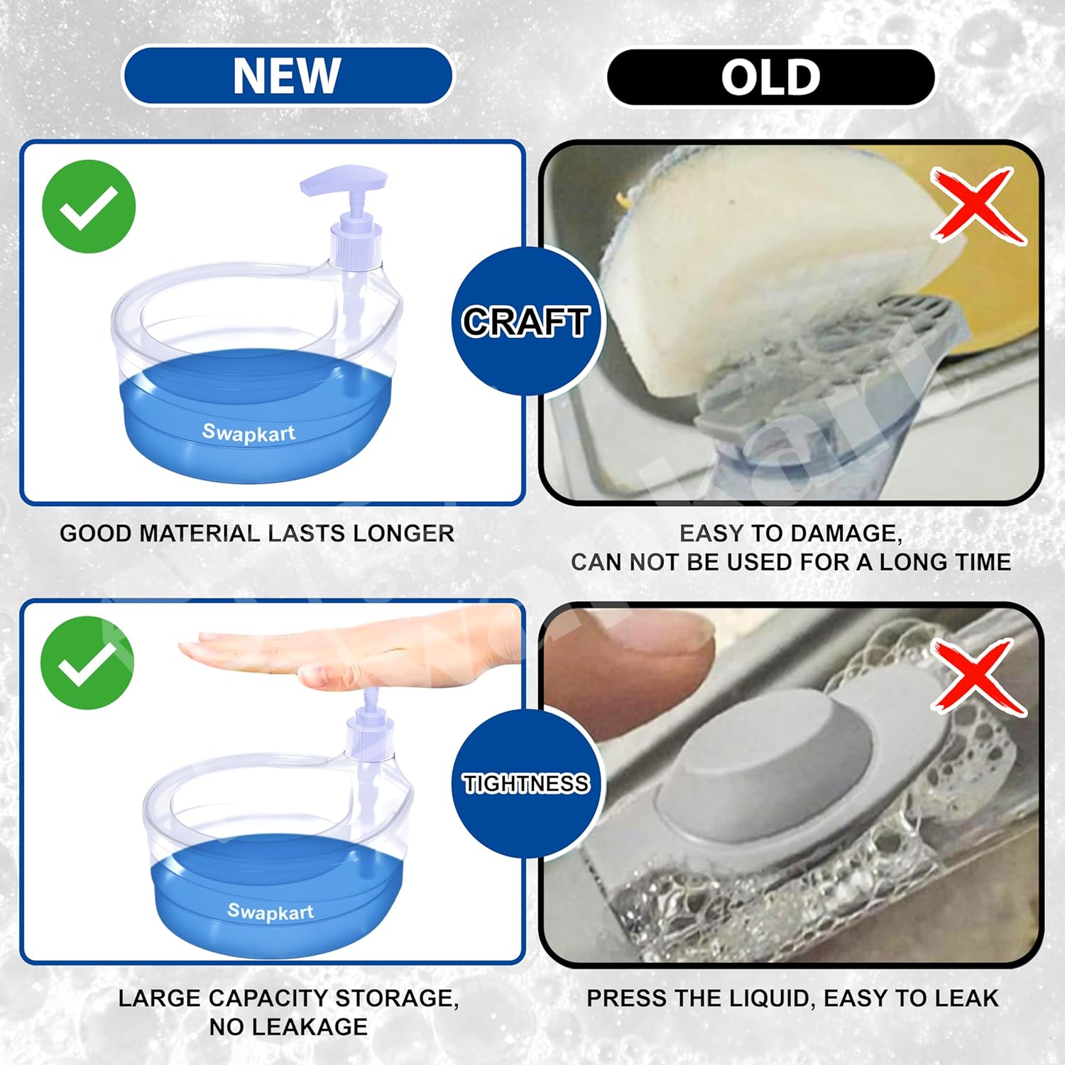 SWAPKART Double Layer Soap Dispenser for Bathroom Accessories Dishwasher Liquid Holder Liquid Dispenser Pump with Sponge Holder Kitchen Sink Accessories Items(Multi Colour) Plastic - Image 2