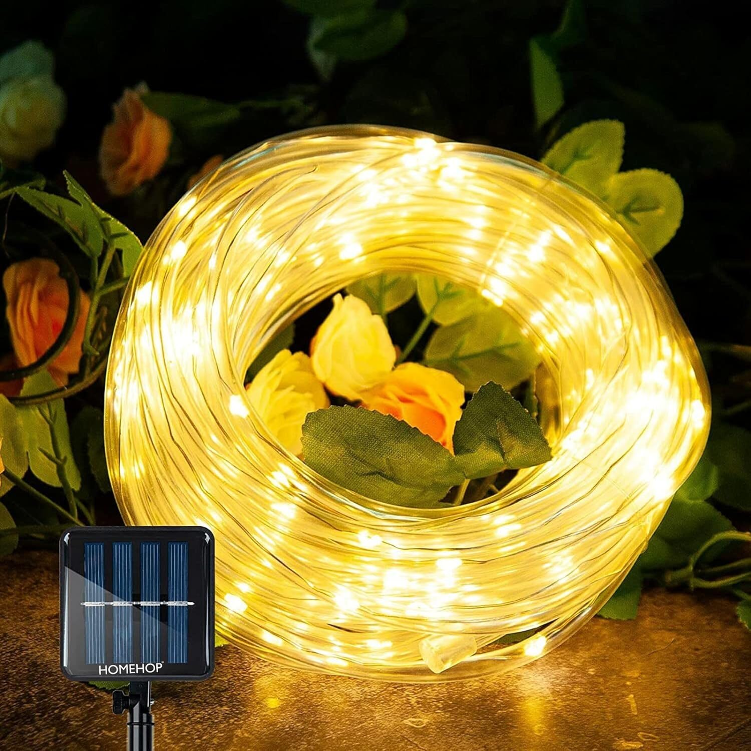 Homehop Decorative Solar Light 200Leds Waterproof String Pipe Lamp for Outdoor, Garden, Home Decor, and Tree with 8 Lighting Modes Warm White,800Mah(20 M ABS+PC) - Image 4