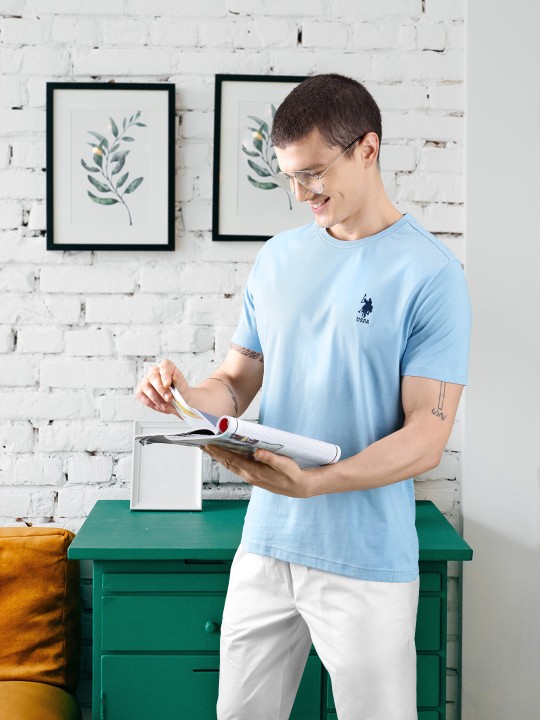 Men Embroidered Logo Pure Cotton Lightweight Lounge T-shirt