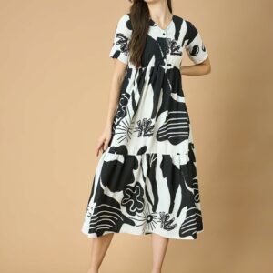Women Printed Fit & Flare Maxi Dress
