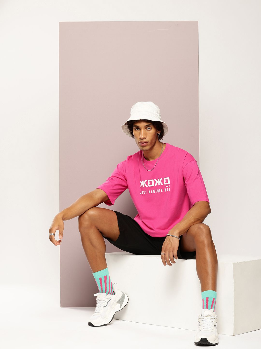 Men Typography Printed Drop-Shoulder Sleeves Oversized Pure Cotton T-shirt