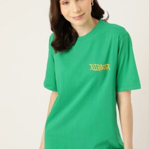 Printed Drop-Shoulder Sleeves Loose Pure Cotton Longline T-shirt