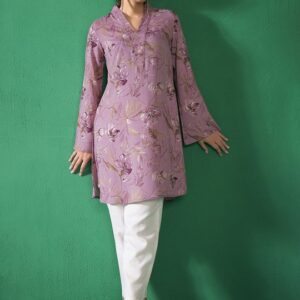 Floral Printed V-Neck Bell Sleeves Straight Kurta