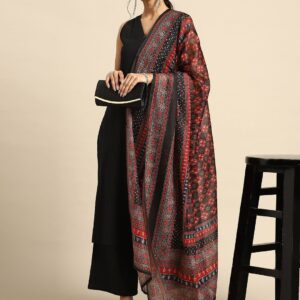 Floral Printed Round Neck Pure Cotton Kurta With Trouser And Dupatta