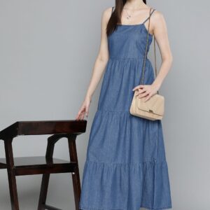 A-Line Denim Maxi Dress