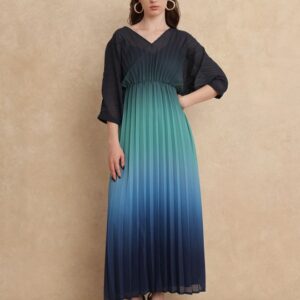 JANAMBI Dark Blue Kimono Sleeve Maxi Dress