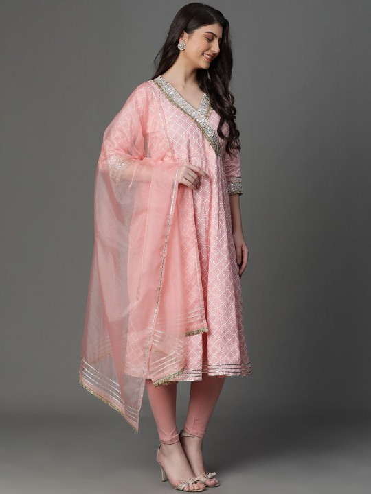 Women Printed Woven Design Anarkali Dress - Image 6