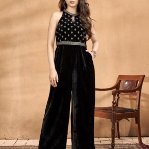 Women Basic Jumpsuit with Embroidered